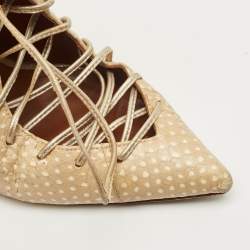 Pre Owned Malone Souliers Beige Python Embossed Leather Montana Booties Size 37