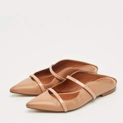Pre Owned Malone Souliers Beige Leather Maureen Mule Sandals Size 38
