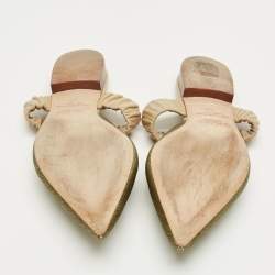 Pre Owned Malone Souliers Green/Beige Leather and Raffia Maisie Mules Size 39.5