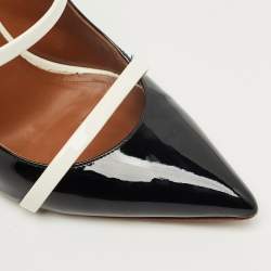 Pre Owned Malone Souliers Black/White Patent Leather Maureen Mules Size 40