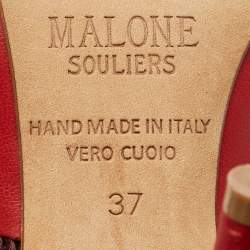 Pre Owned Malone Souliers Red Leather Mara Mules Size 37