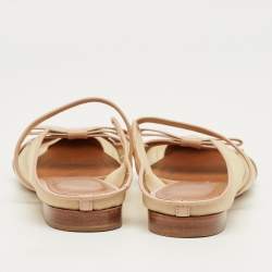 Pre Owned Malone Souliers Beige/Cream Mesh and Leather Maureen Pointed Toe Flat Mules Size 38