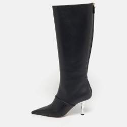 Pre Owned Malone Souliers Black Leather Markle Knee Length Boots Size 38
