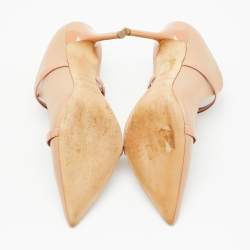 Pre Owned Malone Souliers Beige Leather and Patent Leather Pointed Toe Maureen Mules Size 38