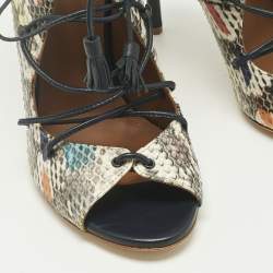 Pre Owned Malone Souliers Multicolor Python Leather Montana Booties Size 37