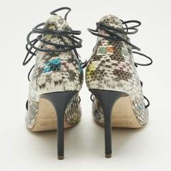 Pre Owned Malone Souliers Multicolor Python Leather Montana Booties Size 37