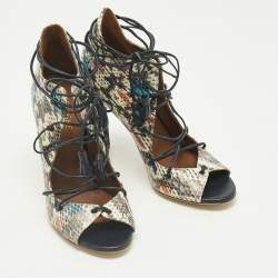 Pre Owned Malone Souliers Multicolor Python Leather Montana Booties Size 37