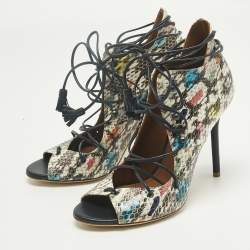 Pre Owned Malone Souliers Multicolor Python Leather Montana Booties Size 37