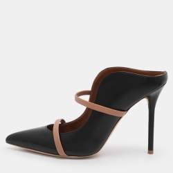 Pre Owned Malone Souliers Black Leather Maureen Pointed Toe Mule Size 38.5