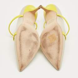 Pre Owned Malone Souliers Grey/Yellow Leather Maureen Mules Size 39