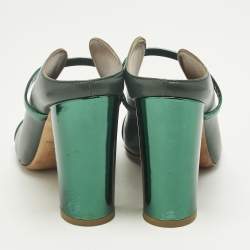 Pre Owned Malone Souliers Green Leather Norah Mules Size 39