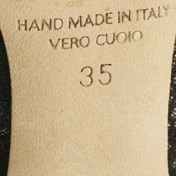 Pre Owned Malone Souliers Black Lace and Leather Maureen Mules Size 35