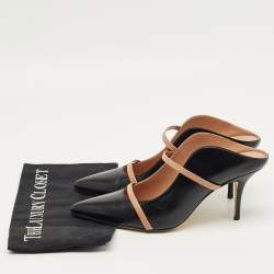 Pre Owned Malone Souliers Black/Beige Leather Maureen Mules Size 42
