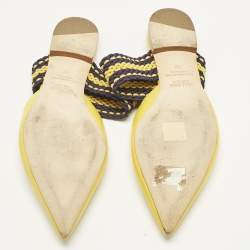 Pre Owned Malone Souliers Yellow/Purple Leather and Cord Maisie Pointed Toe Mules Size 40