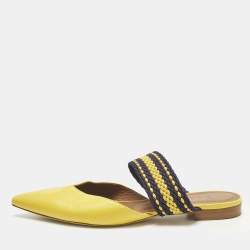 Pre Owned Malone Souliers Yellow/Purple Leather and Cord Maisie Pointed Toe Mules Size 40