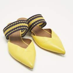 Pre Owned Malone Souliers Yellow/Purple Leather and Cord Maisie Pointed Toe Mules Size 40