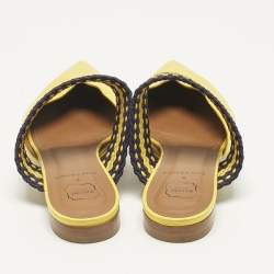 Pre Owned Malone Souliers Yellow/Purple Leather and Cord Maisie Pointed Toe Mules Size 40