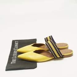 Pre Owned Malone Souliers Yellow/Purple Leather and Cord Maisie Pointed Toe Mules Size 40