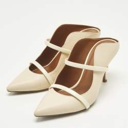Pre Owned Malone Souliers Cream Leather Maureen Mules Size 36