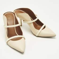 Pre Owned Malone Souliers Cream Leather Maureen Mules Size 36