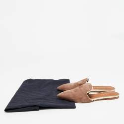 Pre Owned Malone Souliers Brown Suede Marianne Flat Mules Size 38