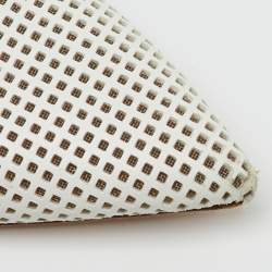 Pre Owned Malone Souliers White Perforated Leather and Maisie Cord Pointed Toe Mules Size 40.5