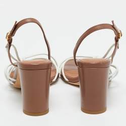 Pre Owned Malone Souliers Size 36 Brown/White Leather Slingback Sandals