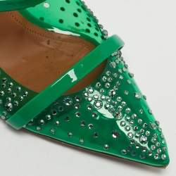 Pre Owned حذاء مولز مالون سولييه مورين كريستال بي في سي أخضر مقاس 37.5