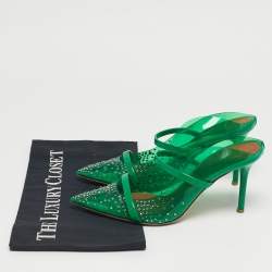 Pre Owned حذاء مولز مالون سولييه مورين كريستال بي في سي أخضر مقاس 37.5