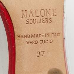 مملوكة مسبقًا Malone Souliers Size 37 Red/Transparent Patent Leather and PVC Pointed Toe Pumps