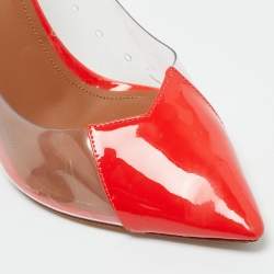 مملوكة مسبقًا Malone Souliers Size 37 Red/Transparent Patent Leather and PVC Pointed Toe Pumps