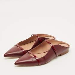 مملوكة مسبقًا حذاء مول مسطح مالون سولييه مورين جلد بورغندي وبرنيق مقاس 37.5