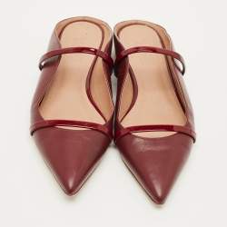 مملوكة مسبقًا حذاء مول مسطح مالون سولييه مورين جلد بورغندي وبرنيق مقاس 37.5
