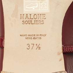 مملوكة مسبقًا حذاء مول مسطح مالون سولييه مورين جلد بورغندي وبرنيق مقاس 37.5