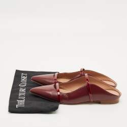 مملوكة مسبقًا حذاء مول مسطح مالون سولييه مورين جلد بورغندي وبرنيق مقاس 37.5