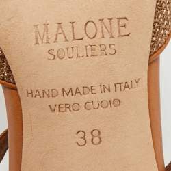 مملوكة مسبقًا حذاء ميولز مالون سولييه إيموجين كانفاس وجلد أصفر/بني مقاس 38