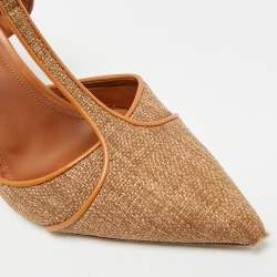 مملوكة مسبقًا حذاء ميولز مالون سولييه إيموجين كانفاس وجلد أصفر/بني مقاس 38