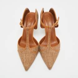 مملوكة مسبقًا حذاء ميولز مالون سولييه إيموجين كانفاس وجلد أصفر/بني مقاس 38