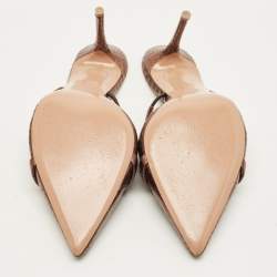 Pre Owned Malone Souliers Frankie Size 39.5 Brown Snakeskin Embossed Leather Mules