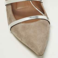 مملوكة مسبقًا Malone Souliers Robyn Size 40 Beige/Silver Suede Ballet Flats