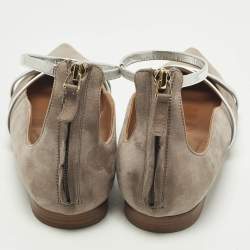 مملوكة مسبقًا Malone Souliers Robyn Size 40 Beige/Silver Suede Ballet Flats
