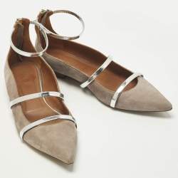 مملوكة مسبقًا Malone Souliers Robyn Size 40 Beige/Silver Suede Ballet Flats