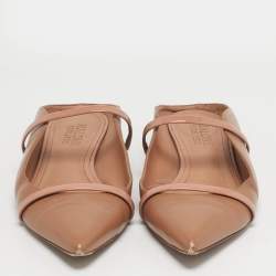 مملوكة مسبقًا حذاء سلايد فلات مالون سولييه مورين جلد و جلد لامع بيج مقاس 39.5