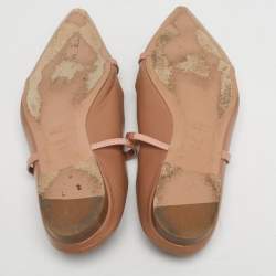 مملوكة مسبقًا حذاء سلايد فلات مالون سولييه مورين جلد و جلد لامع بيج مقاس 39.5