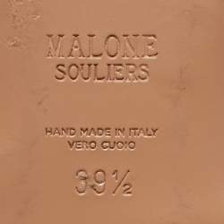 مملوكة مسبقًا حذاء سلايد فلات مالون سولييه مورين جلد و جلد لامع بيج مقاس 39.5