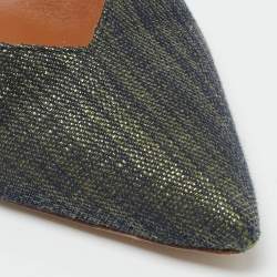 Pre Owned Malone Souliers Maisie Size 39.5 Cream/Blue Leather and Raffia Mules