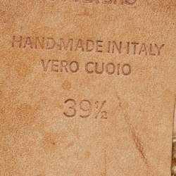 Pre Owned Malone Souliers Maisie Size 39.5 Cream/Blue Leather and Raffia Mules