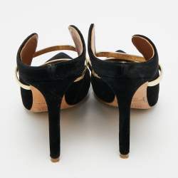 مملوكة مسبقًا Malone Souliers Maureen Size 38.5 Black/Gold Leather and Velvet Mules