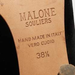 مملوكة مسبقًا Malone Souliers Maureen Size 38.5 Black/Gold Leather and Velvet Mules