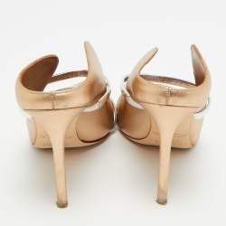 Pre Owned Malone Souliers Maureen Size 38.5 Metallic Gold/Silver Leather Mules